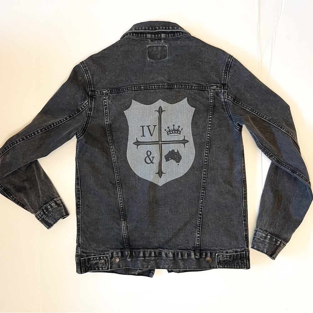 For king + country black denim jacket